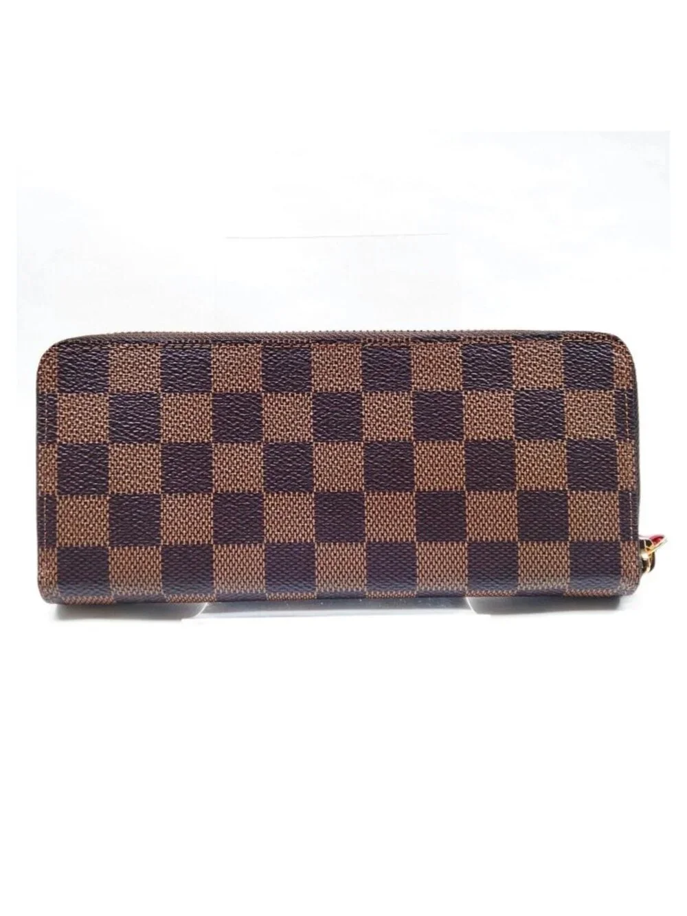 Authentic Louis Vuitton Damier Ebene Zippy Wallet Red Interior
